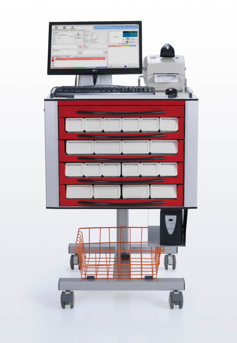 Nitrocare Medicine and Treatment Trolley With Barcode and Power Unit Holder - Instrument Trolley